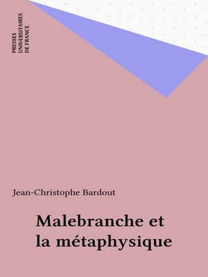 cover image of Malebranche et la métaphysique